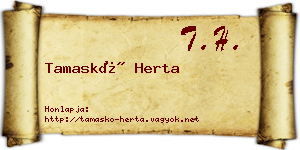 Tamaskó Herta névjegykártya